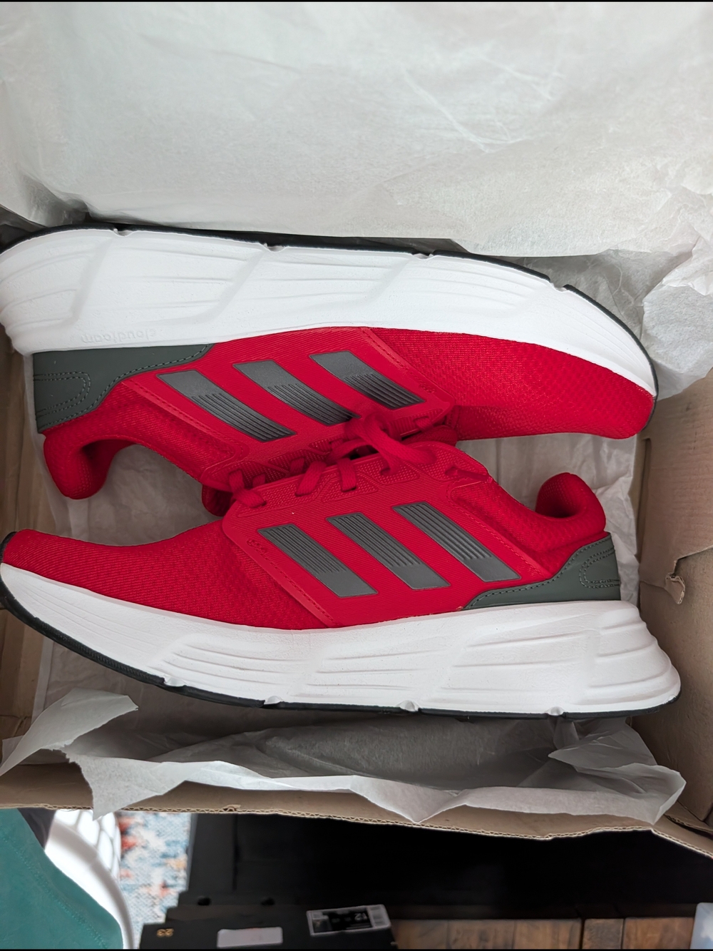 adidas Galaxy 6 Men's Red Athletic Sneakers with Gray Accents